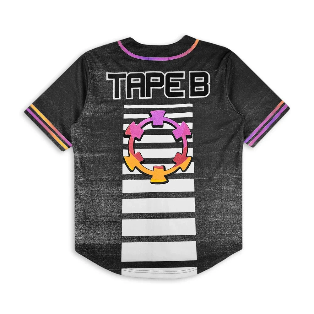 Tape B - High Energy Baseball Jersey Black Size Medium (M) EDM Rave